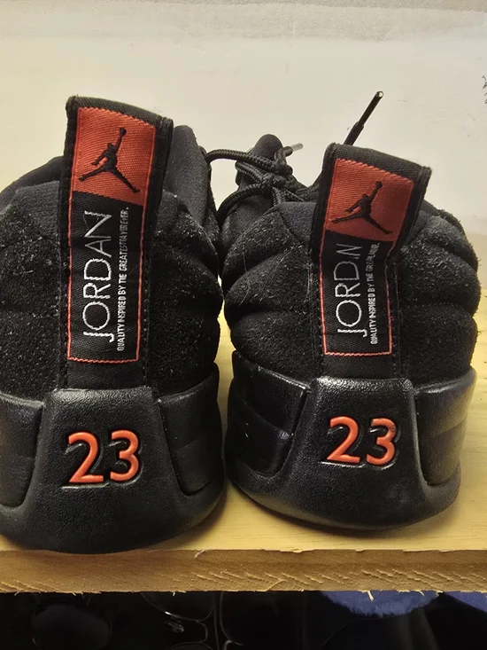 Jordan Air Jordan 12 Retro Men's Athletic Shoes Black with Small Red Accents - Picture 4 of 11